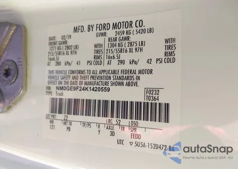 2019 Ford Transit Connect Xlt from USA, damaged, VIN NM0GE9F24K1420559